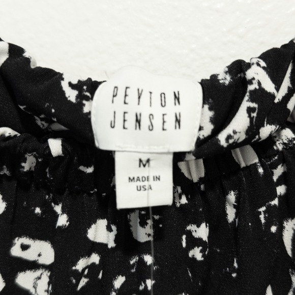 Peyton Jensen Strapless Jumpsuit Womens M Black White Abstract Print Chic NWT - Picture 11 of 12